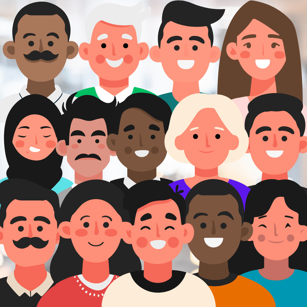 Cartoon avatars of happy PPC clients