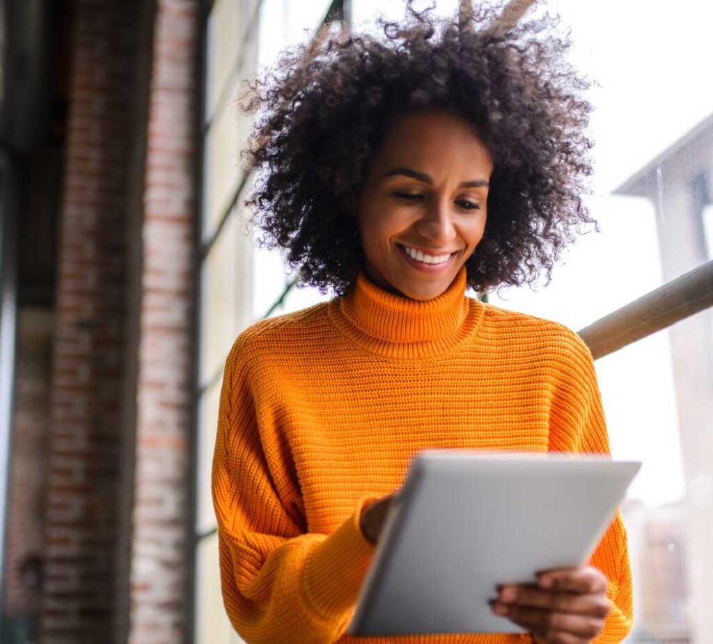 white label PPC client viewing a tablet